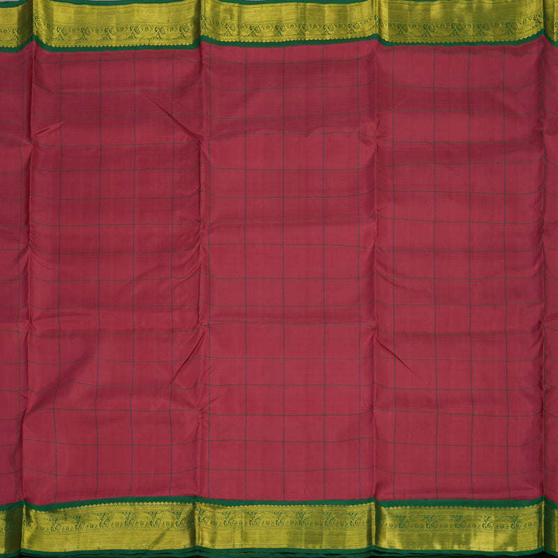 Hayagrivas Handloom Maroon Kanjivaram Ten Yards Silk Saree with Dark Green Border KBE1233I13-2