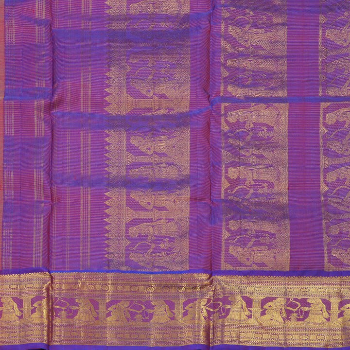 Hayagrivas Handloom Yellow Kanjivaram Ten Yards Silk Saree with Purple Border KBE1233I15-1