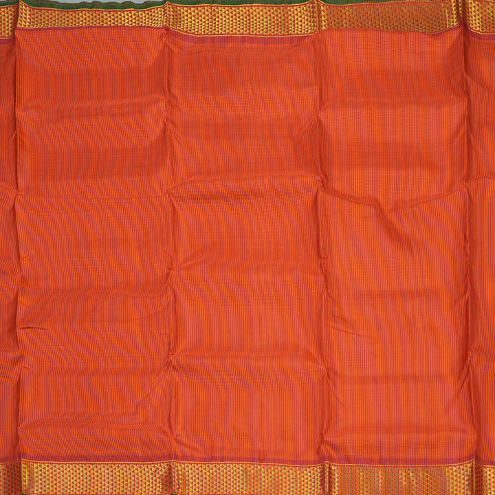 Hayagrivas Handloom Orange & Maroon (Muted Checks) Kanjivaram Ten Yards Silk Saree KBE1233I3-1