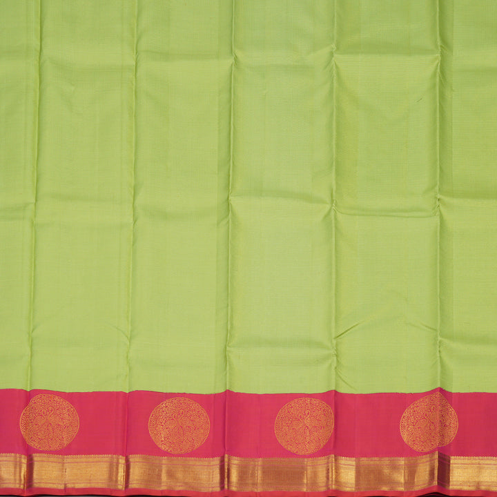 Hayagrivas Handloom Pista Green Kanjivaram Pattu Pavadai with Pink Border KBE1234I1-1