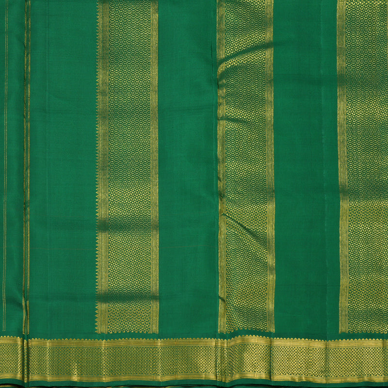 Hayagrivas Handloom Orange Kanjivaram Ten Yards Silk Saree with Bottle Green Border KBE1234I10-1