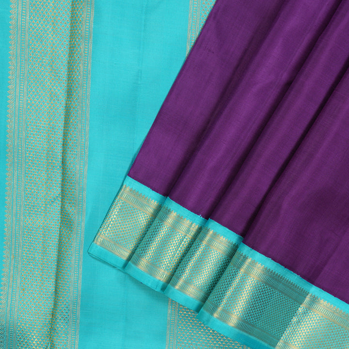 Hayagrivas Handloom Violet Kanjivaram Ten Yards Silk Saree KBE1234I11-1