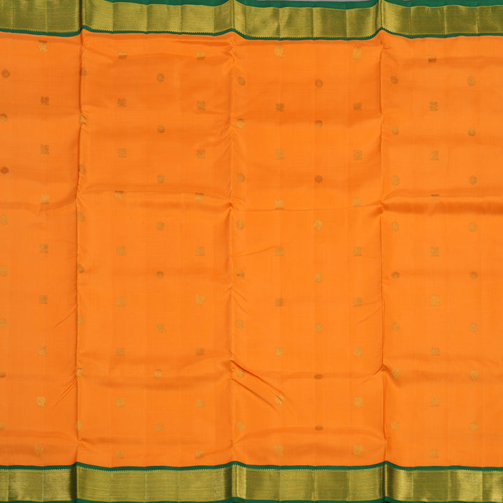 Hayagrivas Handloom Orange Kanjivaram Ten Yards Silk Saree with Bottle Green Border KBE1234I13-1