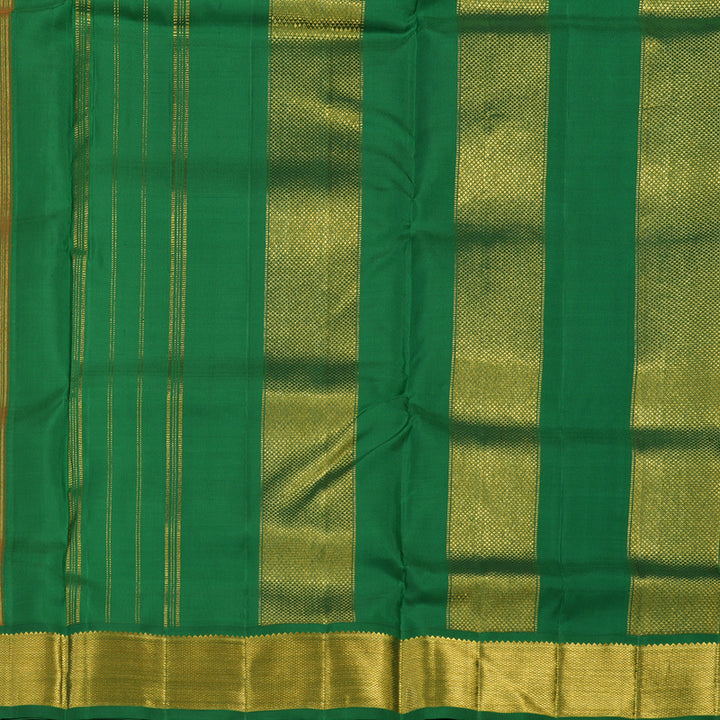 Hayagrivas Handloom Orange Kanjivaram Ten Yards Silk Saree with Bottle Green Border KBE1234I13-1