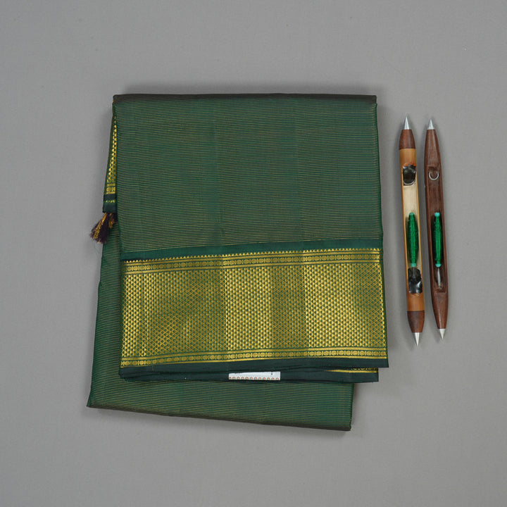 Hayagrivas Handloom Bottle Green Kanjivaram Ten Yards Silk Saree KBE1234I14-1