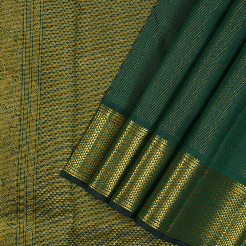 Hayagrivas Handloom Bottle Green Kanjivaram Ten Yards Silk Saree KBE1234I14-1