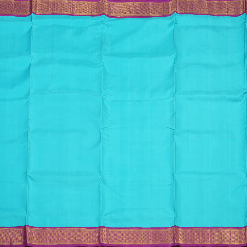 Hayagrivas Handloom Sky Blue Kanjivaram Ten Yards Silk Saree with Purple Border KBE1234I15-1