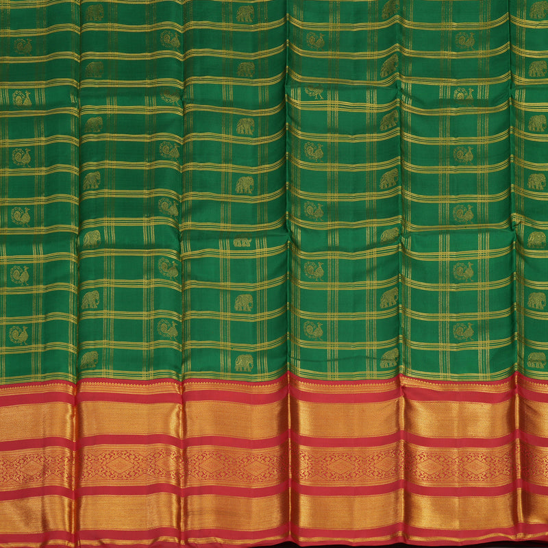 Hayagrivas Dark Green Kanjivaram Pattu Pavadai with Red border KBE1234I5-1