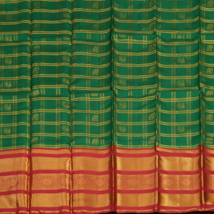 Hayagrivas Dark Green Kanjivaram Pattu Pavadai with Red border KBE1234I5-1