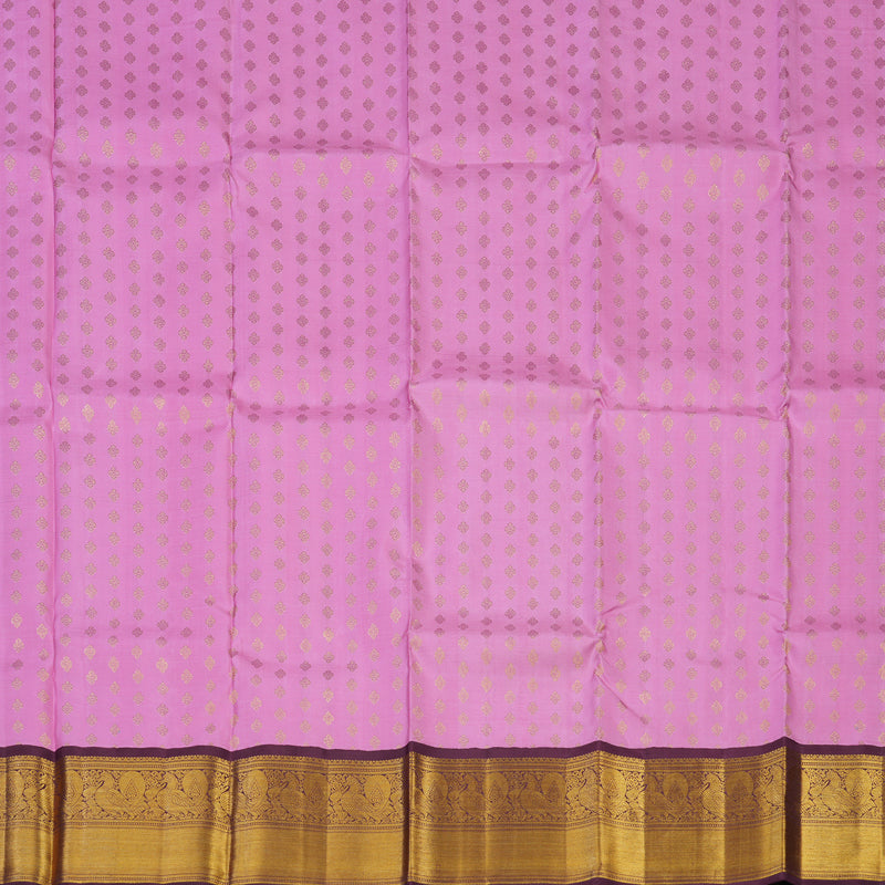 Hayagrivas Handloom Lotus Pink Kanjivaram Pattu Pavadai with Wine border KBE1234I6-1