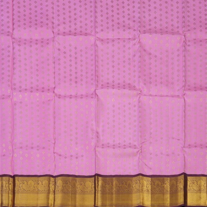 Hayagrivas Handloom Lotus Pink Kanjivaram Pattu Pavadai with Wine border KBE1234I6-1
