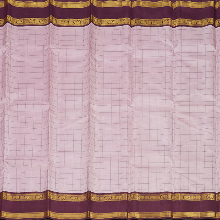 Hayagrivas Handloom Rose Pink Kanjivaram Silk Saree with Wine Maroon Border KBE1235I16-1