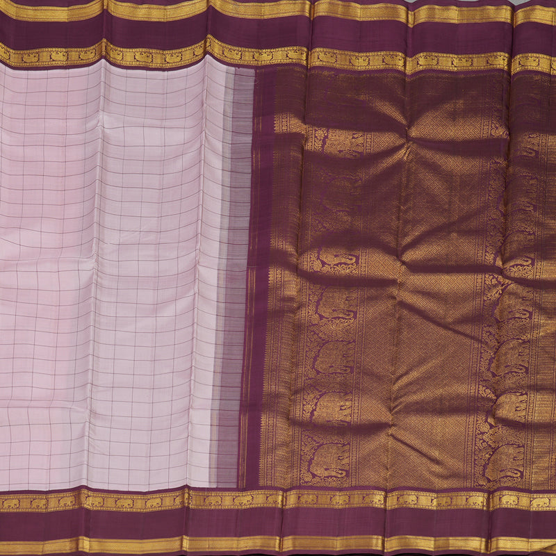 Hayagrivas Handloom Rose Pink Kanjivaram Silk Saree with Wine Maroon Border KBE1235I16-1