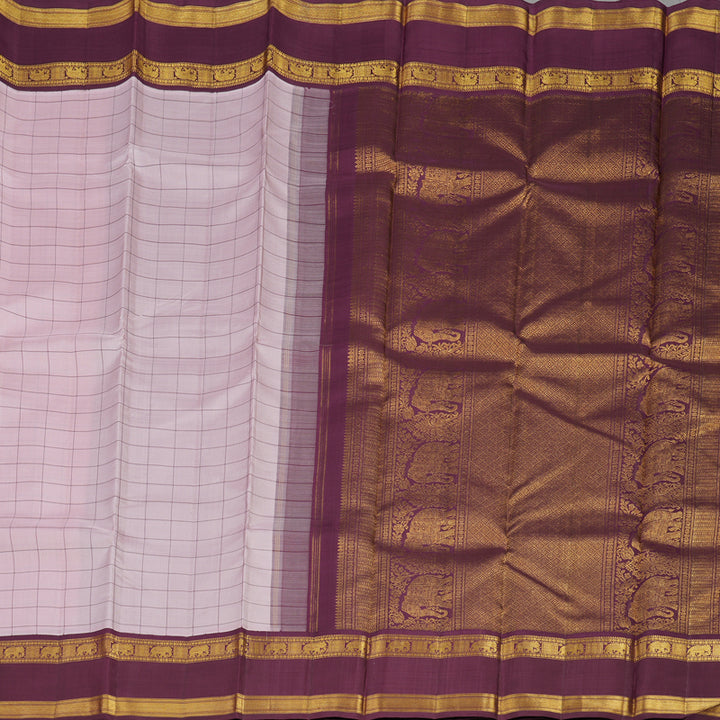 Hayagrivas Handloom Rose Pink Kanjivaram Silk Saree with Wine Maroon Border KBE1235I16-1