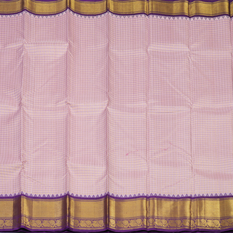 Hayagrivas Handloom Pastel Checks Kanjivaram Silk Saree with Purple Border KBE1235I18-1