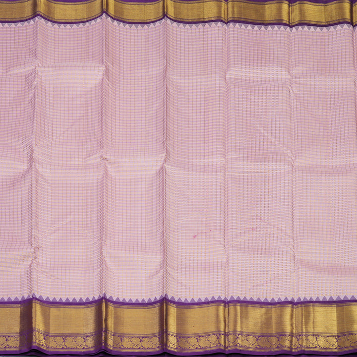 Hayagrivas Handloom Pastel Checks Kanjivaram Silk Saree with Purple Border KBE1235I18-1