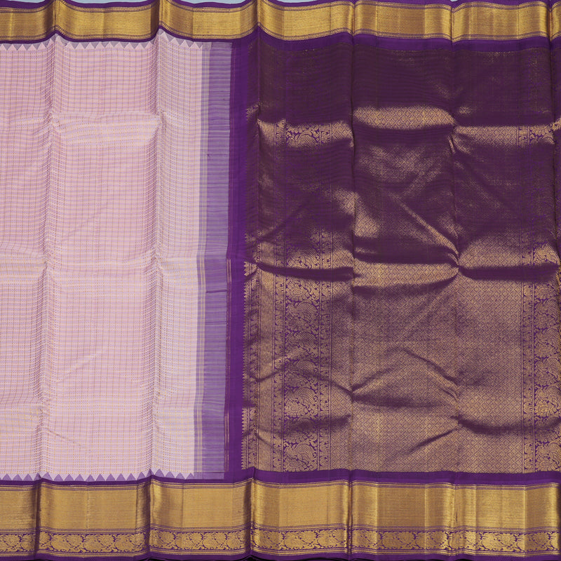 Hayagrivas Handloom Pastel Checks Kanjivaram Silk Saree with Purple Border KBE1235I18-1