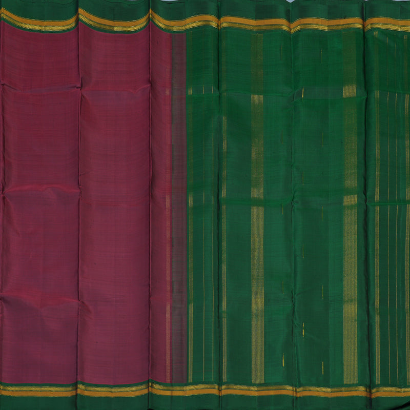 Hayagrivas Handloom Wine Kanjivaram Silk Saree with Dark Green Border KBE1235I20-1