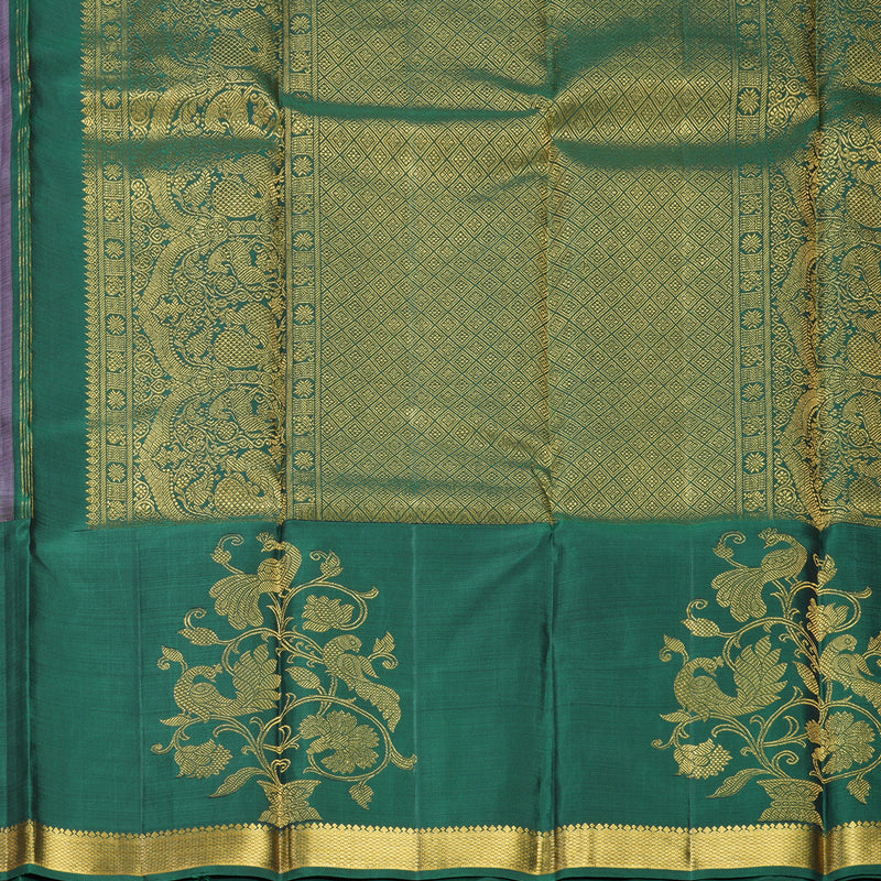 Hayagrivas Handloom Rose Pink Kanjivaram Silk Saree with Dark Green Border KBE1235I23-2