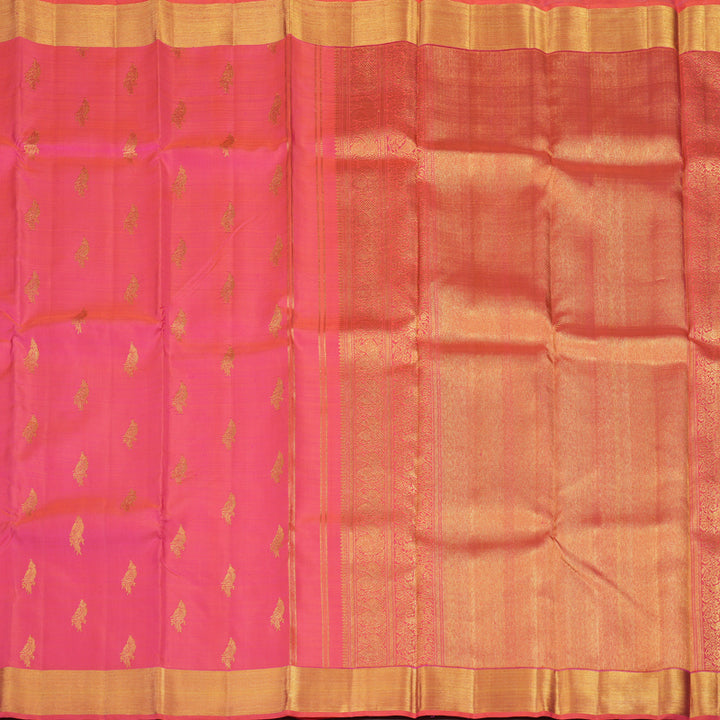 Hayagrivas Handloom Orangish Pink Kanjivaram Silk Saree KBE1235I8-1