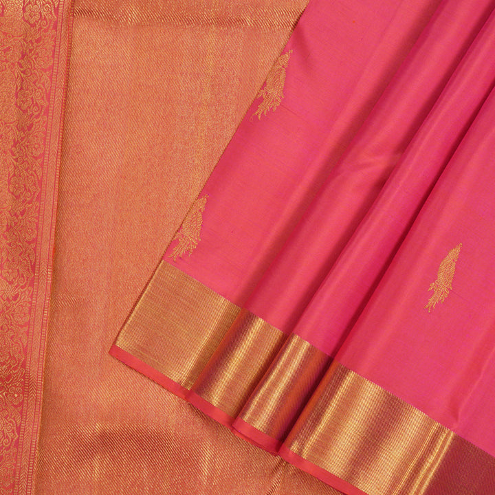 Hayagrivas Handloom Orangish Pink Kanjivaram Silk Saree KBE1235I8-1
