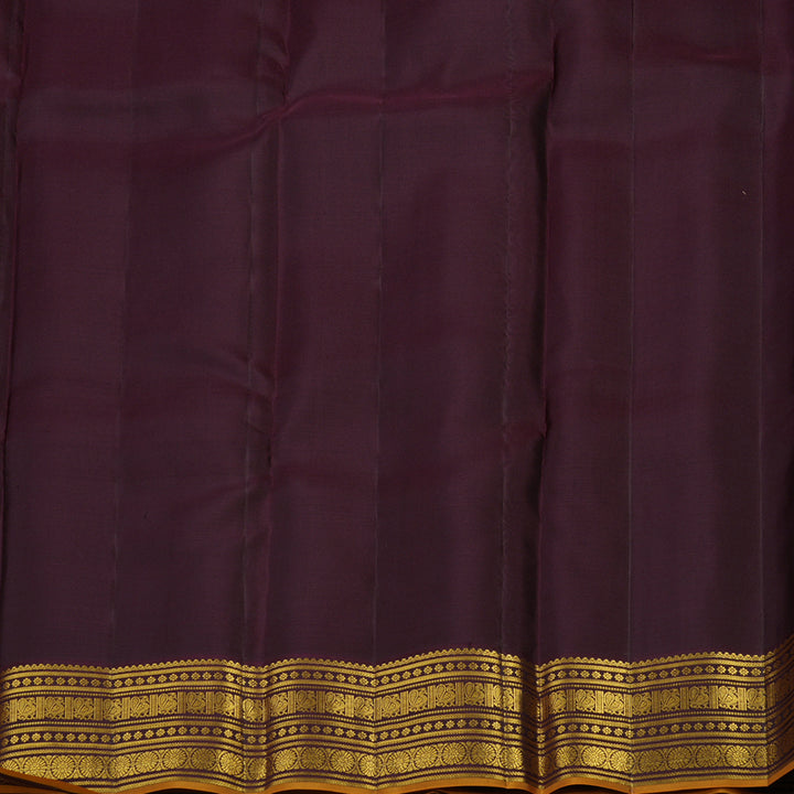 Hayagrivas Handloom Red Kanjivaram Silk Saree with Wine Brown Border KBE1238I16-7