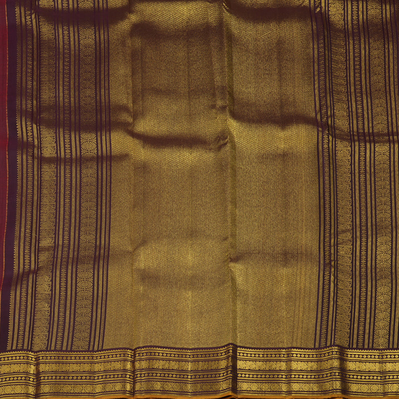 Hayagrivas Handloom Red Kanjivaram Silk Saree with Wine Brown Border KBE1238I16-7