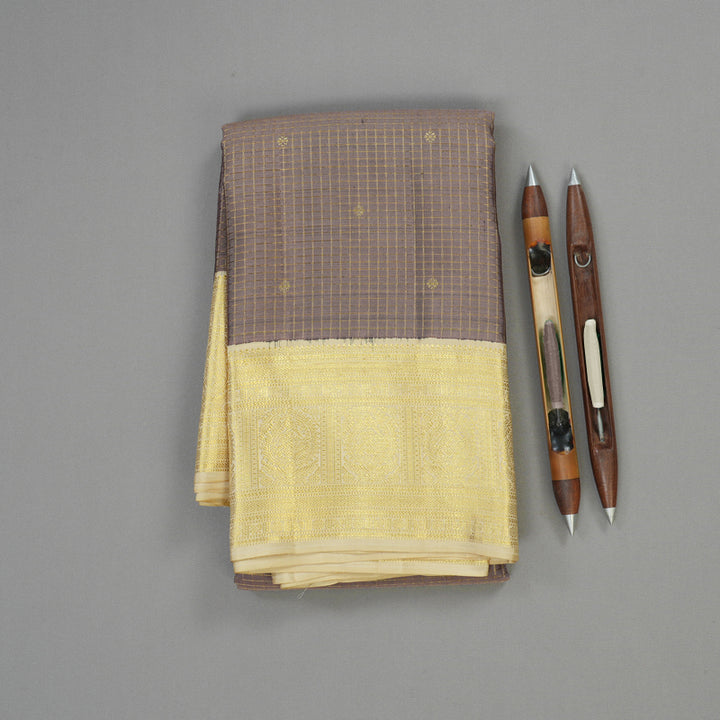 Hayagrivas Handloom Royal Beige Kanjivaram Silk Saree with Cream border KBE1238I20-1