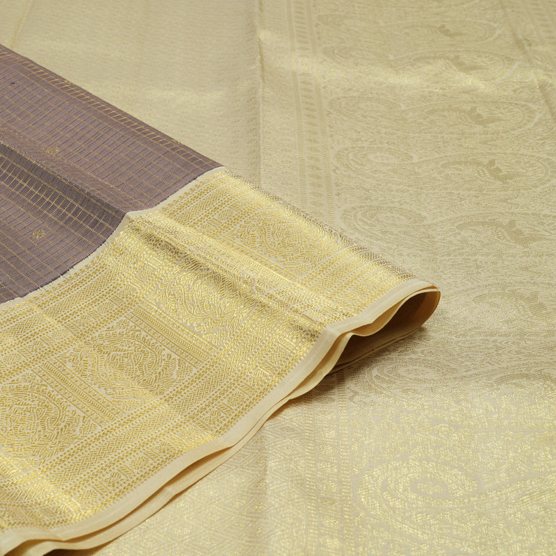Hayagrivas Handloom Royal Beige Kanjivaram Silk Saree with Cream border KBE1238I20-1