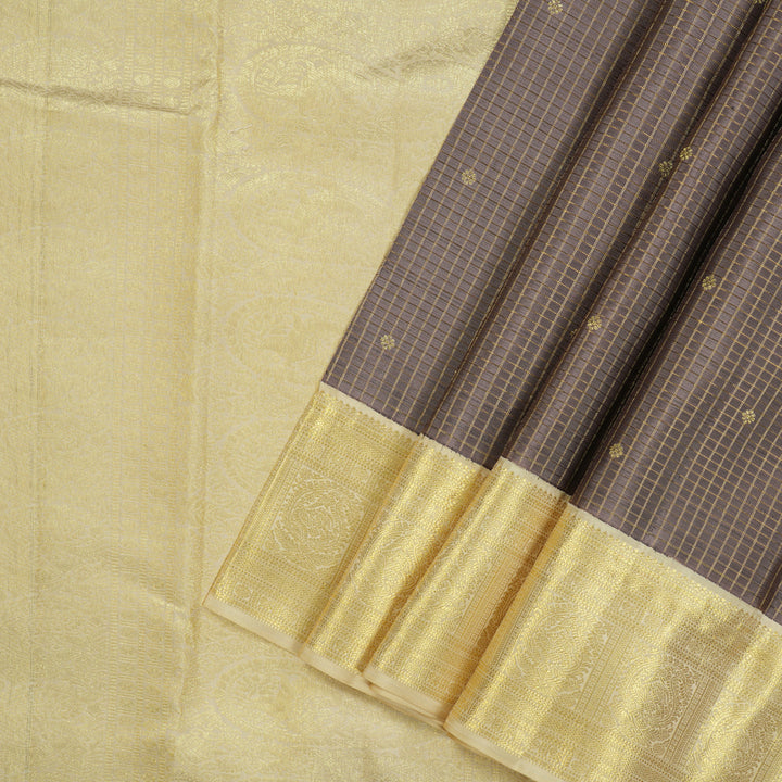 Hayagrivas Handloom Royal Beige Kanjivaram Silk Saree with Cream border KBE1238I20-1