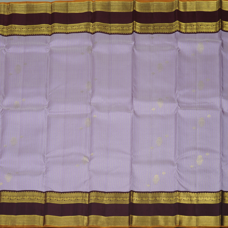 Hayagrivas Handloom Lavendar Kanjivaram Silk Saree with Deep Brown Border KBE1238I23-2