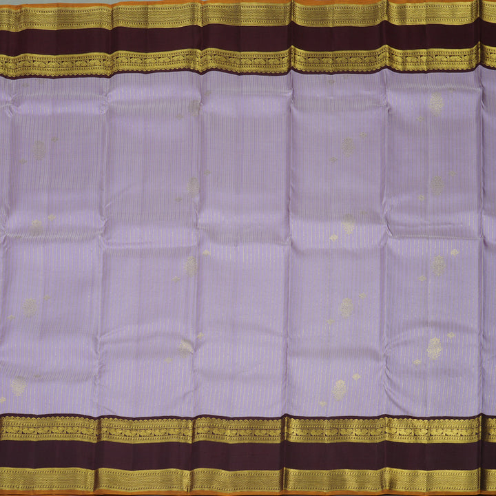 Hayagrivas Handloom Lavendar Kanjivaram Silk Saree with Deep Brown Border KBE1238I23-2