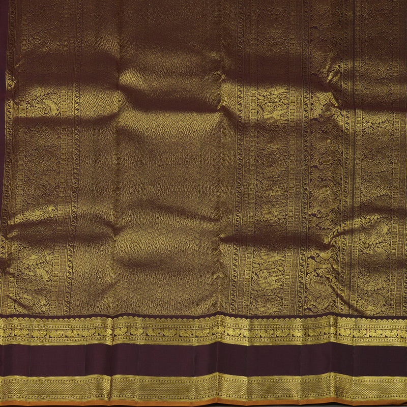 Hayagrivas Handloom Lavendar Kanjivaram Silk Saree with Deep Brown Border KBE1238I23-2