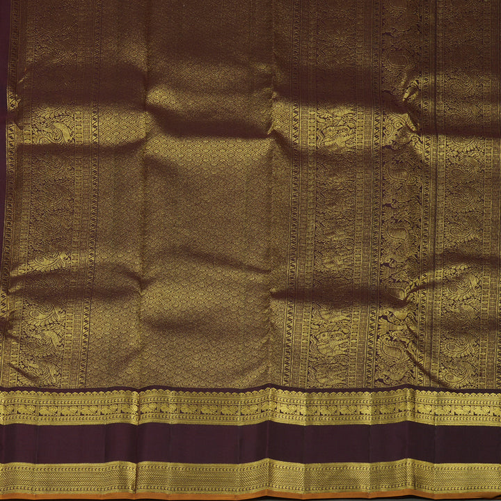 Hayagrivas Handloom Lavendar Kanjivaram Silk Saree with Deep Brown Border KBE1238I23-2