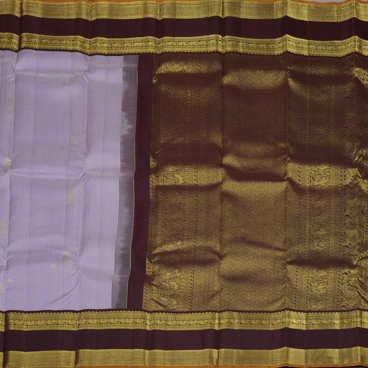 Hayagrivas Handloom Lavendar Kanjivaram Silk Saree with Deep Brown Border KBE1238I23-2