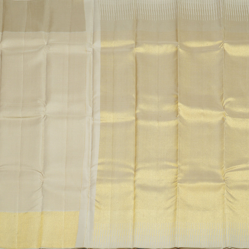 Hayagrivas Handloom Half-White Kanjivaram Silk Saree KBE1238I33-1