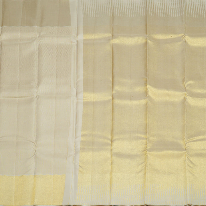 Hayagrivas Handloom Half-White Kanjivaram Silk Saree KBE1238I33-1