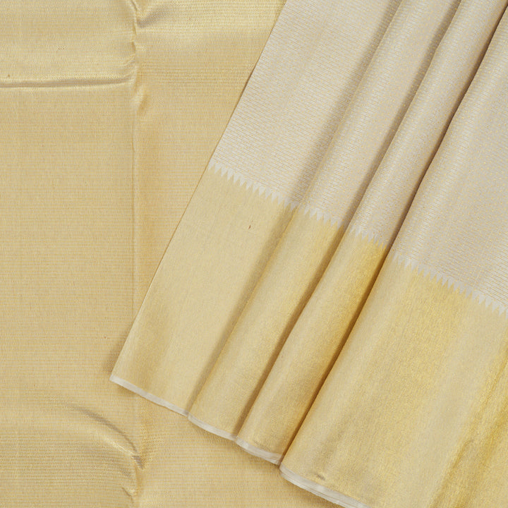 Hayagrivas Handloom Half-White Kanjivaram Silk Saree KBE1238I33-1
