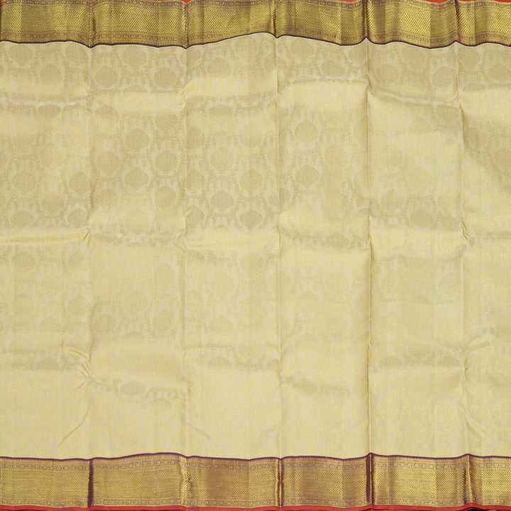 Hayagrivas Handloom Cream Kanjivaram Silk Saree with Plum Purple border KBE1238I34-4