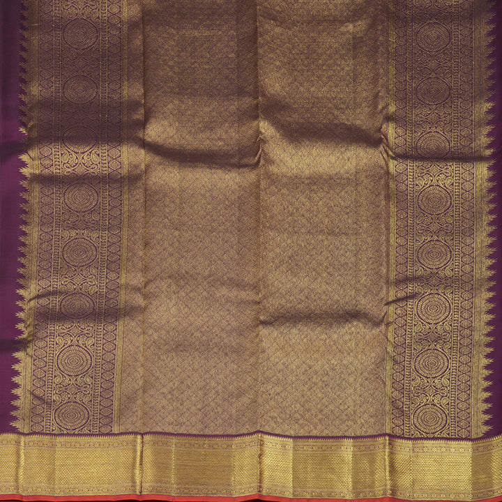 Hayagrivas Handloom Cream Kanjivaram Silk Saree with Plum Purple border KBE1238I34-4