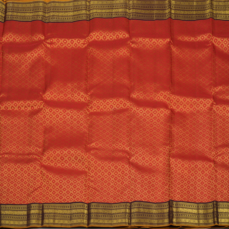 Hayagrivas Handloom Red Kanjivaram Silk Saree with Paaku Border KBE1238I36-3