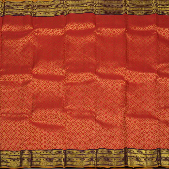 Hayagrivas Handloom Red Kanjivaram Silk Saree with Paaku Border KBE1238I36-3