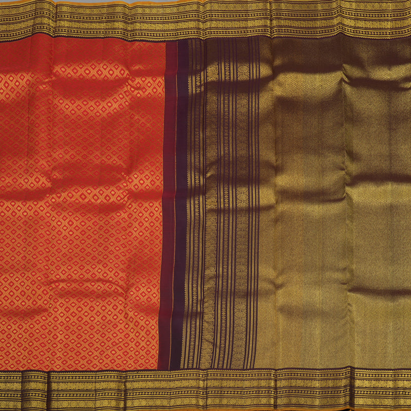 Hayagrivas Handloom Red Kanjivaram Silk Saree with Paaku Border KBE1238I36-3