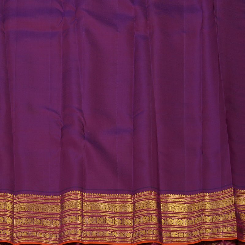 Hayagrivas Handloom Peach Kanjivaram Silk Saree with Wine Purple Border KBE1238I36-4