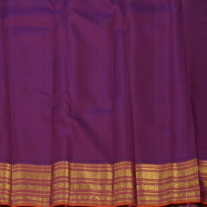 Hayagrivas Handloom Peach Kanjivaram Silk Saree with Wine Purple Border KBE1238I36-4