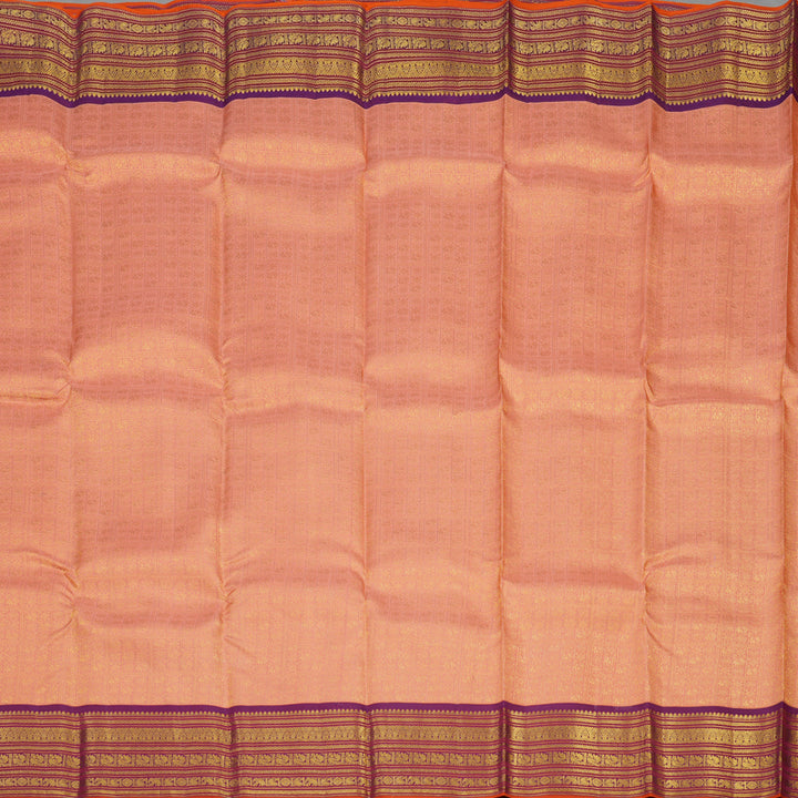 Hayagrivas Handloom Peach Kanjivaram Silk Saree with Wine Purple Border KBE1238I36-4