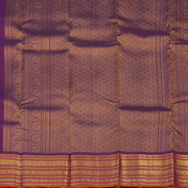 Hayagrivas Handloom Peach Kanjivaram Silk Saree with Wine Purple Border KBE1238I36-4