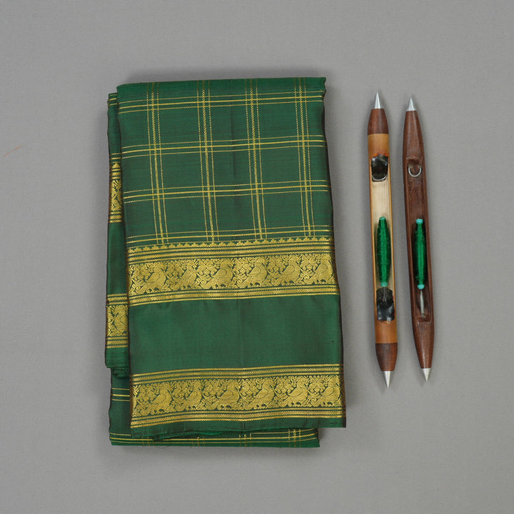 Hayagrivas Handloom Bottle Green Kanjivaram Silk Saree KBE1238I41-2
