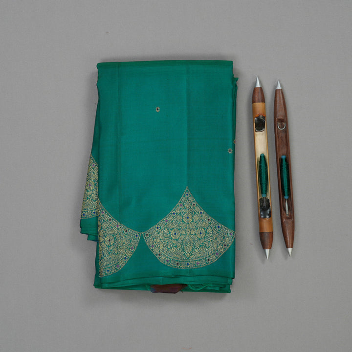 Hayagrivas Handloom Emerald Green Kanjivaram Silk Saree KBE1238I5-1