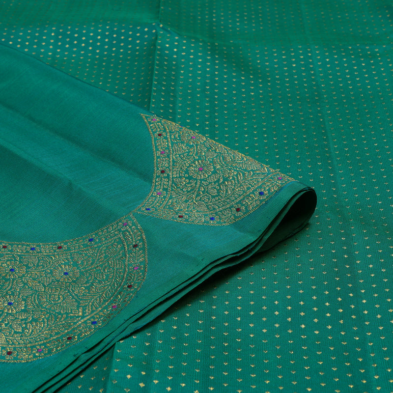 Hayagrivas Handloom Emerald Green Kanjivaram Silk Saree KBE1238I5-1